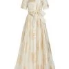 Teri Jon By Rickie Freeman Brocade Organza Tie Waist Gown
