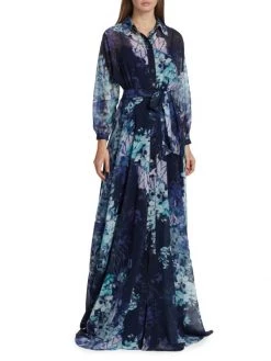 Teri Jon By Rickie Freeman Belted Floral-Print Chiffon Gown -Rickie Freeman Sales 2022 unnamed file 864