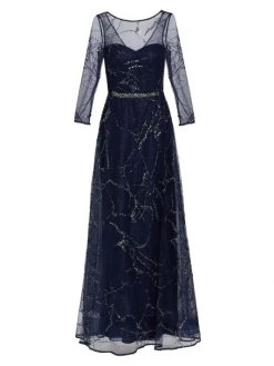 Teri Jon By Rickie Freeman Semi-Sheer Sequin & Bead-Embroidered Gown