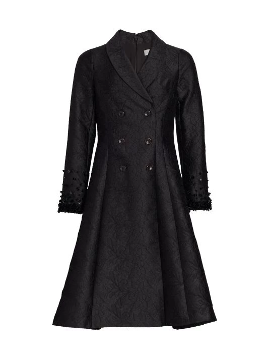 Teri Jon By Rickie Freeman Floral Jacquard Coat Dress Navy 5 Teri Jon By Rickie Freeman Floral Jacquard Coat Dress Navy - Image 3