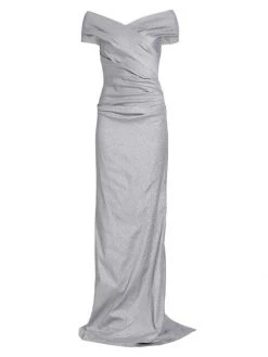 Teri Jon By Rickie Freeman Metallic Column Gown
