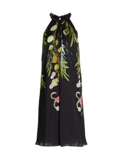 Teri Jon By Rickie Freeman Halterneck Printed Twill Knee-Length Dress