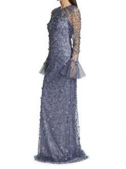 Teri Jon By Rickie Freeman Metallic Flared-Sleeve Gown -Rickie Freeman Sales 2022 unnamed file 932