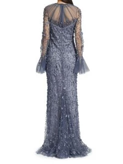 Teri Jon By Rickie Freeman Metallic Flared-Sleeve Gown -Rickie Freeman Sales 2022 unnamed file 933