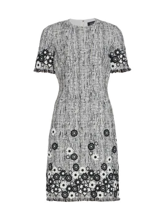 Teri Jon By Rickie Freeman Tweed Embroidered Cocktail Dress 3 Teri Jon By Rickie Freeman Tweed Embroidered Cocktail Dress