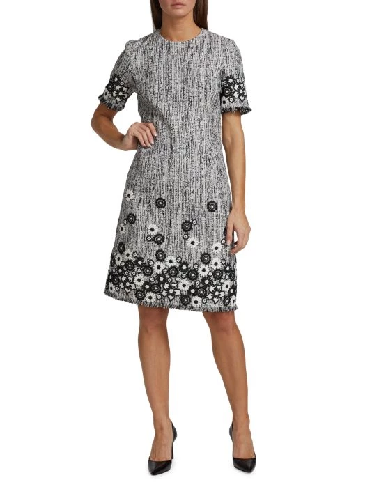 Teri Jon By Rickie Freeman Tweed Embroidered Cocktail Dress 4 Teri Jon By Rickie Freeman Tweed Embroidered Cocktail Dress - Image 2