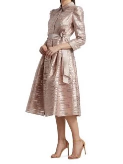 Teri Jon By Rickie Freeman Metallic Organza Satin-Trim Shirtdress -Rickie Freeman Sales 2022 unnamed file 960