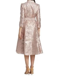 Teri Jon By Rickie Freeman Metallic Organza Satin-Trim Shirtdress -Rickie Freeman Sales 2022 unnamed file 961