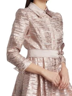 Teri Jon By Rickie Freeman Metallic Organza Satin-Trim Shirtdress -Rickie Freeman Sales 2022 unnamed file 962