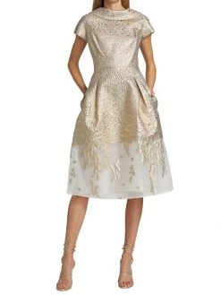 Teri Jon By Rickie Freeman Roll Neck Metallic Jacquard Dress -Rickie Freeman Sales 2022 unnamed file 966