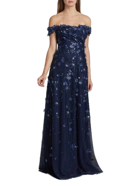 Teri Jon By Rickie Freeman Embellished Off-The-Shoulder Gown 5 Teri Jon By Rickie Freeman Embellished Off-The-Shoulder Gown - Image 3