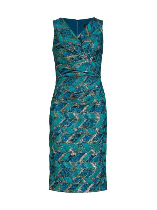 Teri Jon By Rickie Freeman Abstract-Print Ruched Knee-Length Dress 3 Teri Jon By Rickie Freeman Abstract-Print Ruched Knee-Length Dress